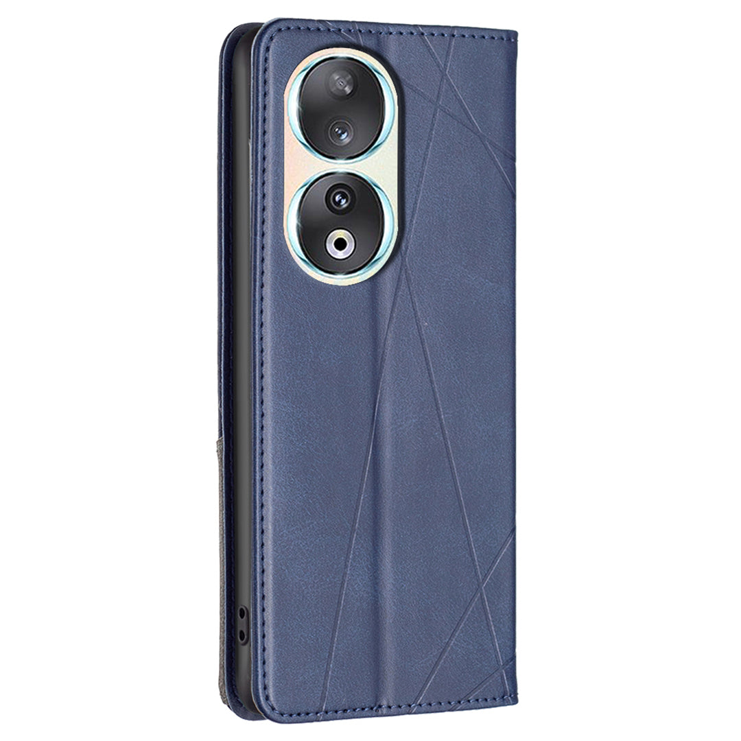 For Honor 90 Anti-Scratch Stand Leather Cover Imprinted Line Card Slots Mobile Phone Case