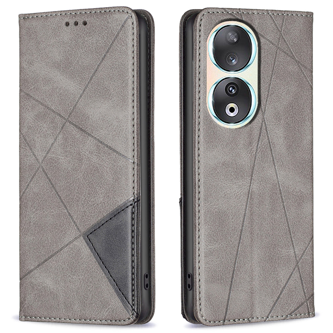 For Honor 90 Anti-Scratch Stand Leather Cover Imprinted Line Card Slots Mobile Phone Case