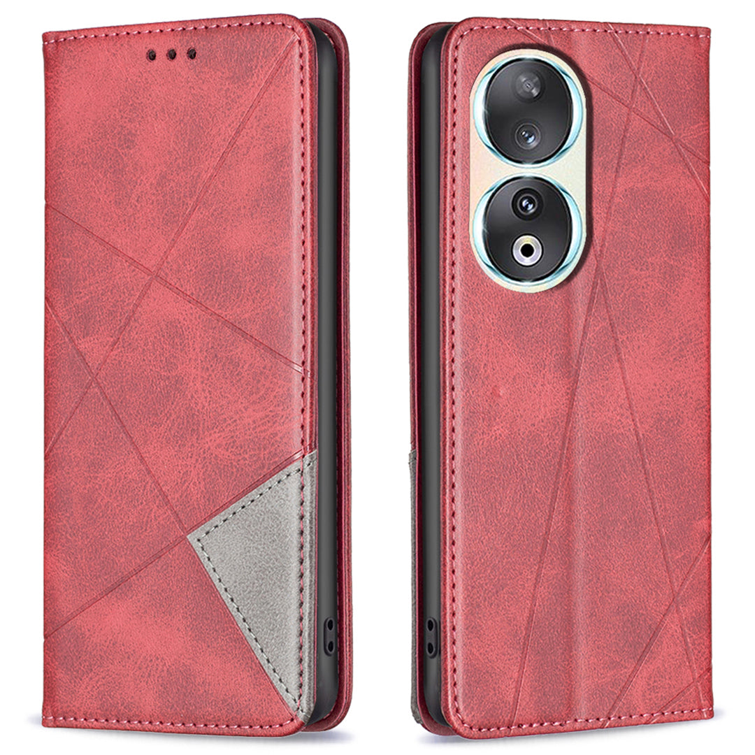 For Honor 90 Anti-Scratch Stand Leather Cover Imprinted Line Card Slots Mobile Phone Case