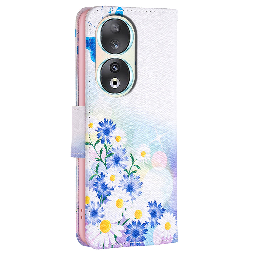 For Honor 90 PU Leather Pattern Printing Phone Case Stand Wallet Protective Cover