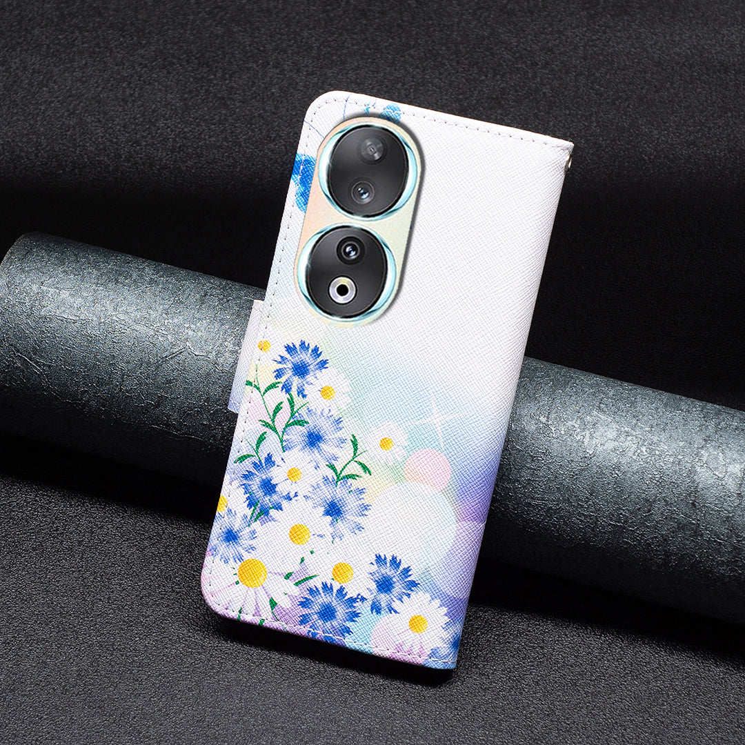 For Honor 90 PU Leather Pattern Printing Phone Case Stand Wallet Protective Cover