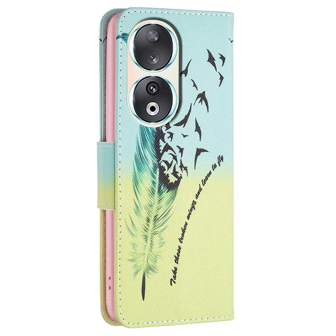 For Honor 90 PU Leather Pattern Printing Phone Case Stand Wallet Protective Cover