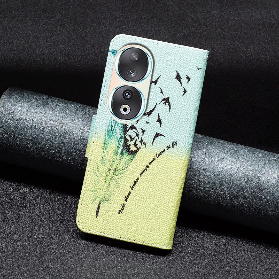 For Honor 90 PU Leather Pattern Printing Phone Case Stand Wallet Protective Cover