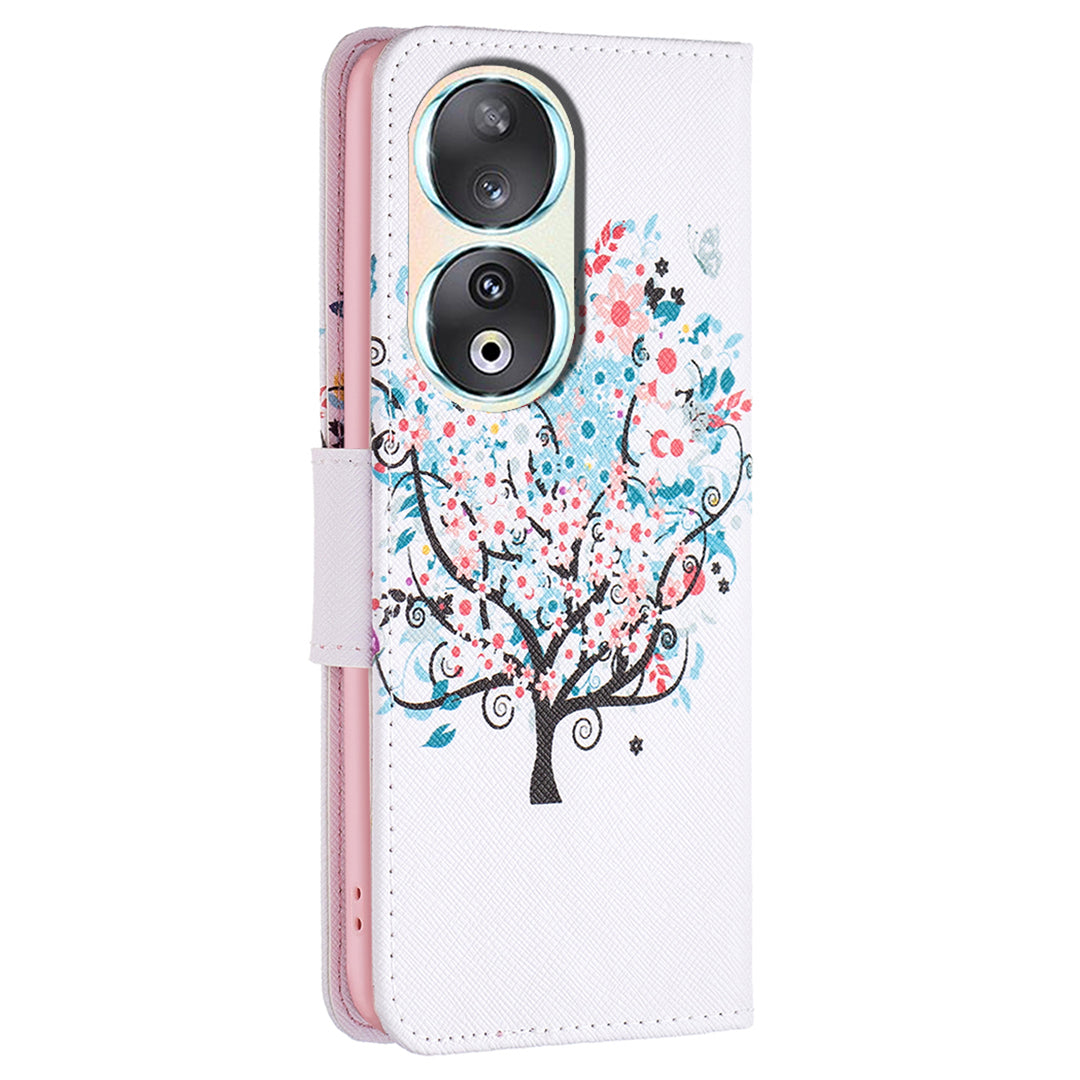 For Honor 90 PU Leather Pattern Printing Phone Case Stand Wallet Protective Cover