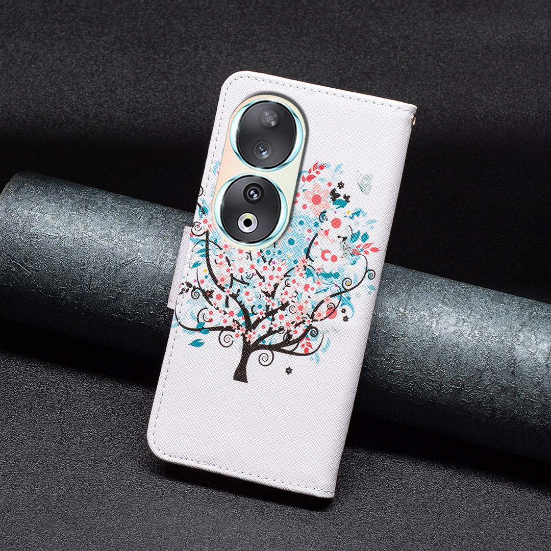 For Honor 90 PU Leather Pattern Printing Phone Case Stand Wallet Protective Cover