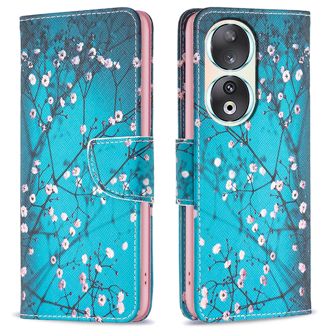 For Honor 90 PU Leather Pattern Printing Phone Case Stand Wallet Protective Cover