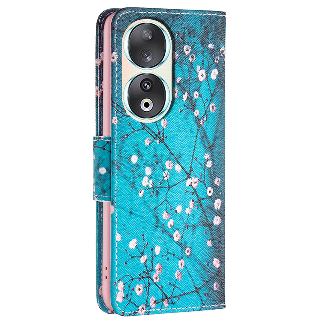 For Honor 90 PU Leather Pattern Printing Phone Case Stand Wallet Protective Cover
