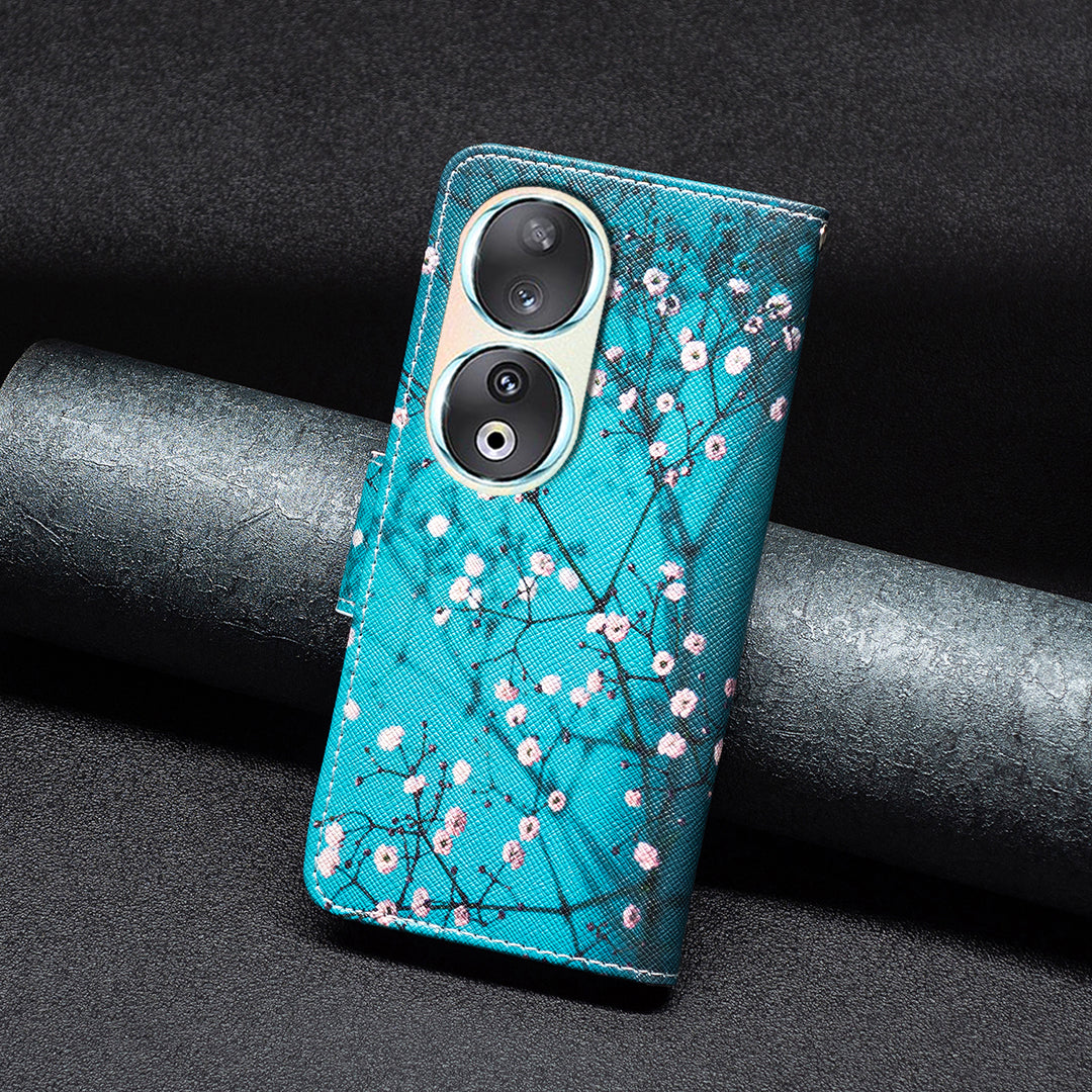 For Honor 90 PU Leather Pattern Printing Phone Case Stand Wallet Protective Cover