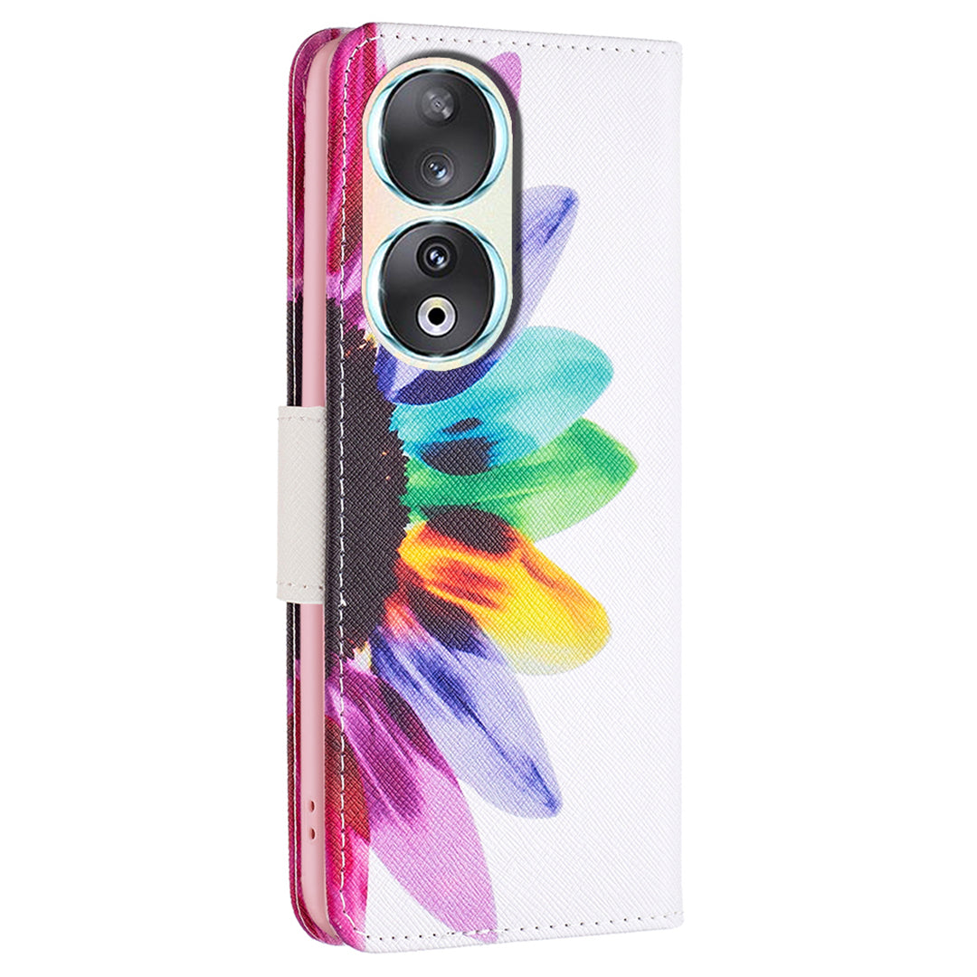 For Honor 90 PU Leather Pattern Printing Phone Case Stand Wallet Protective Cover