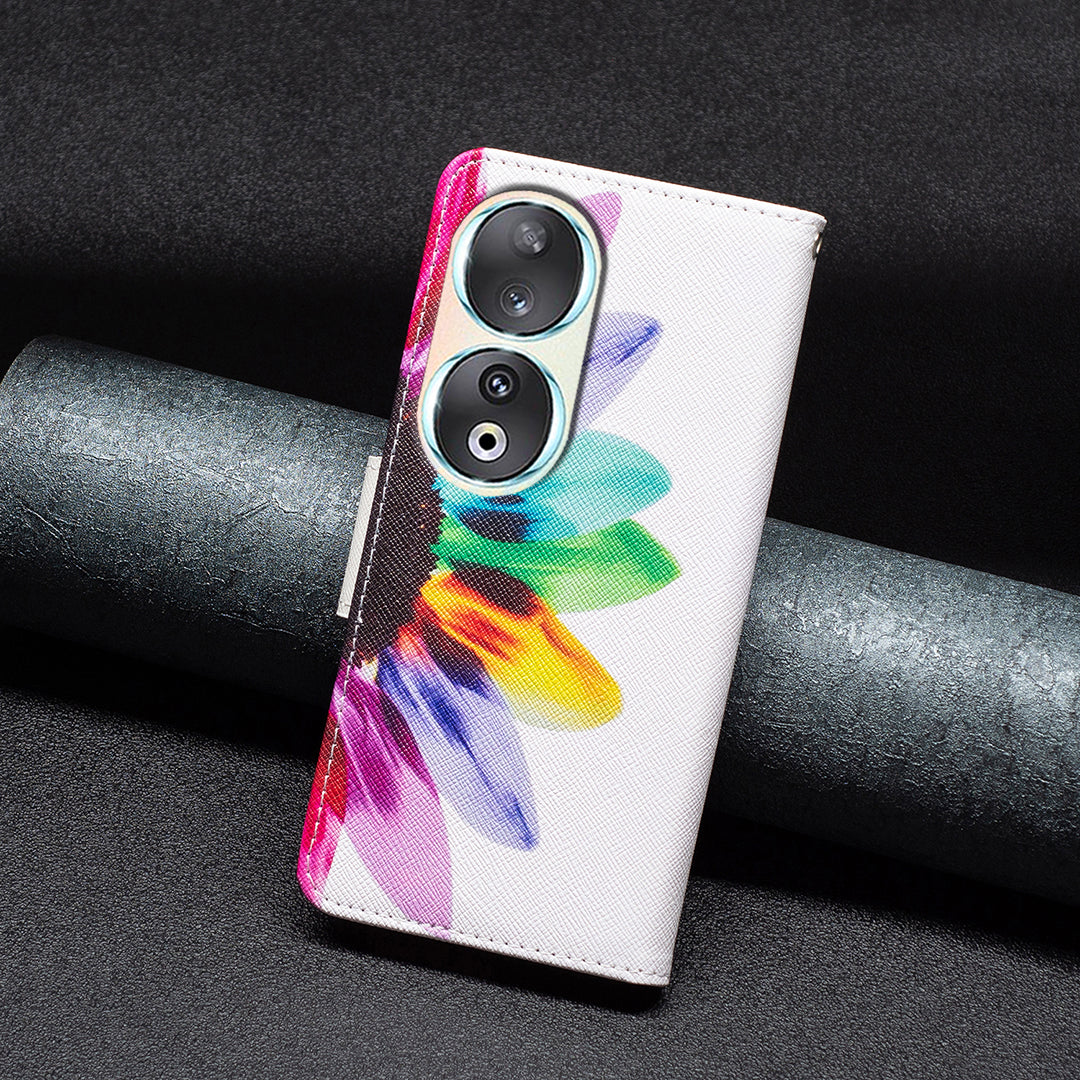 For Honor 90 PU Leather Pattern Printing Phone Case Stand Wallet Protective Cover