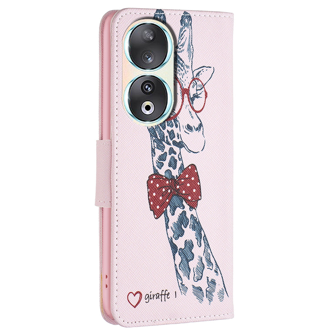 For Honor 90 PU Leather Pattern Printing Phone Case Stand Wallet Protective Cover