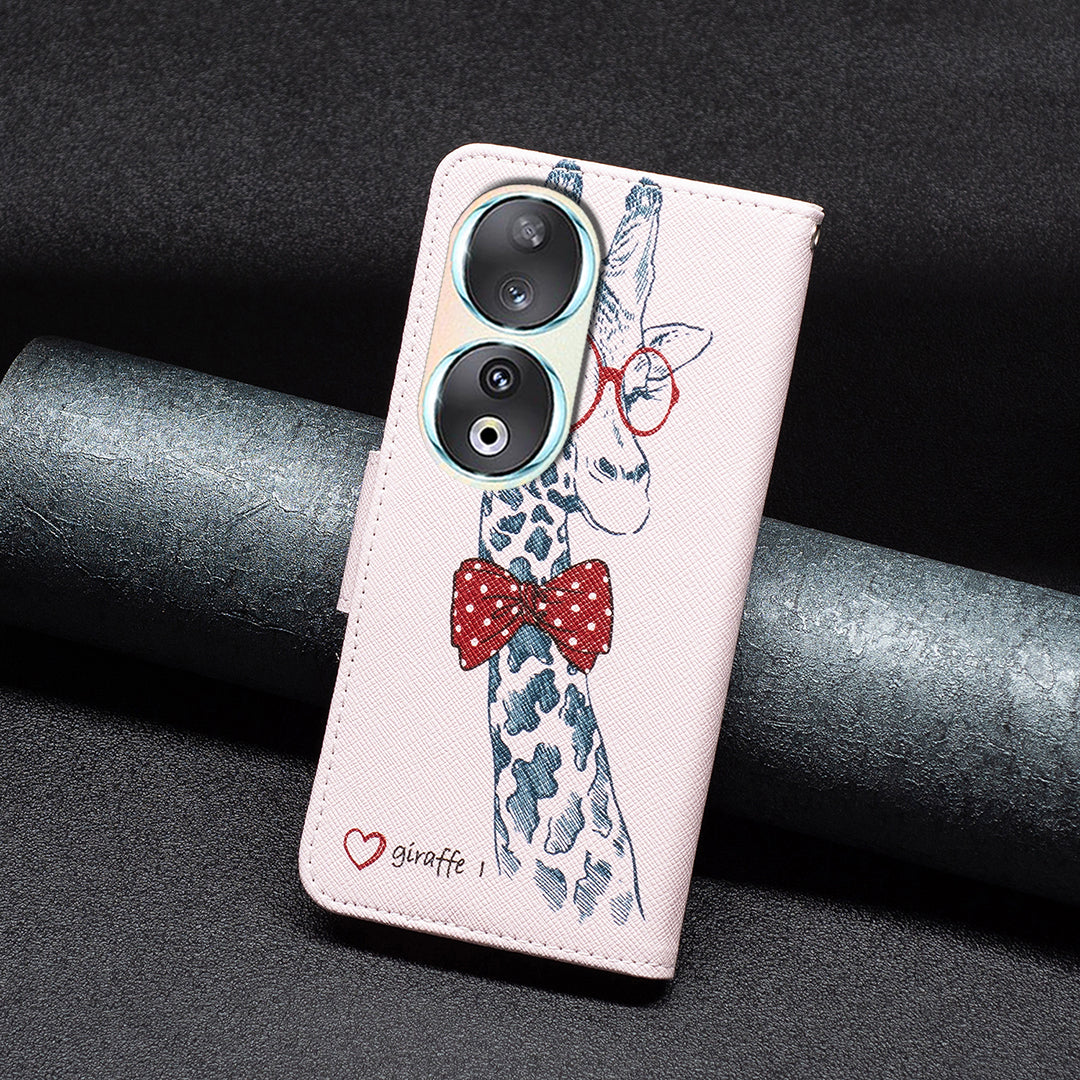 For Honor 90 PU Leather Pattern Printing Phone Case Stand Wallet Protective Cover