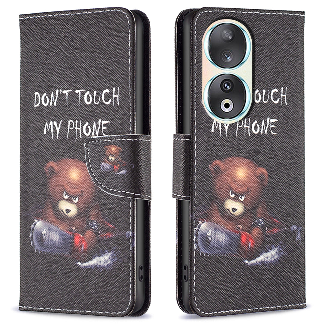For Honor 90 PU Leather Pattern Printing Phone Case Stand Wallet Protective Cover