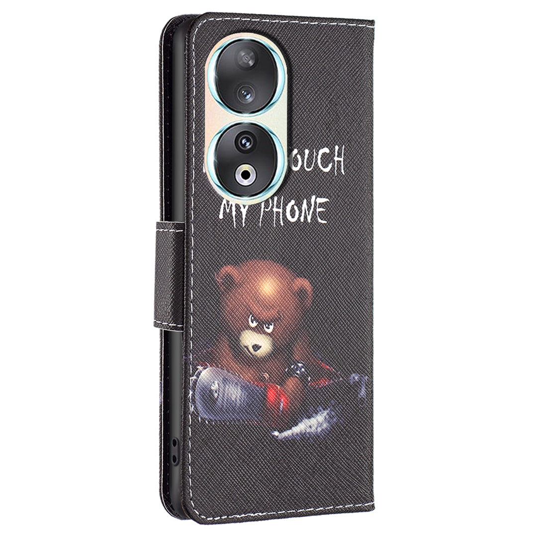 For Honor 90 PU Leather Pattern Printing Phone Case Stand Wallet Protective Cover