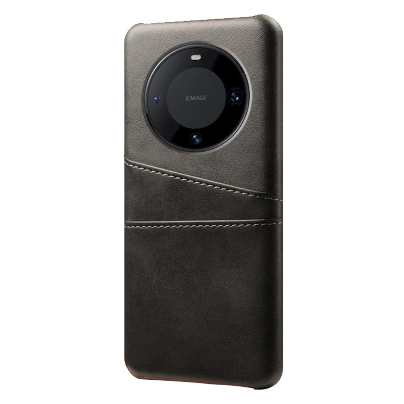 For Huawei Mate 60 Pro Drop Protection Cover Dual Card Slots PU Leather Coated PC Phone Case