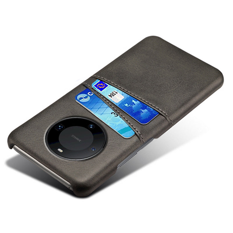 For Huawei Mate 60 Pro Drop Protection Cover Dual Card Slots PU Leather Coated PC Phone Case