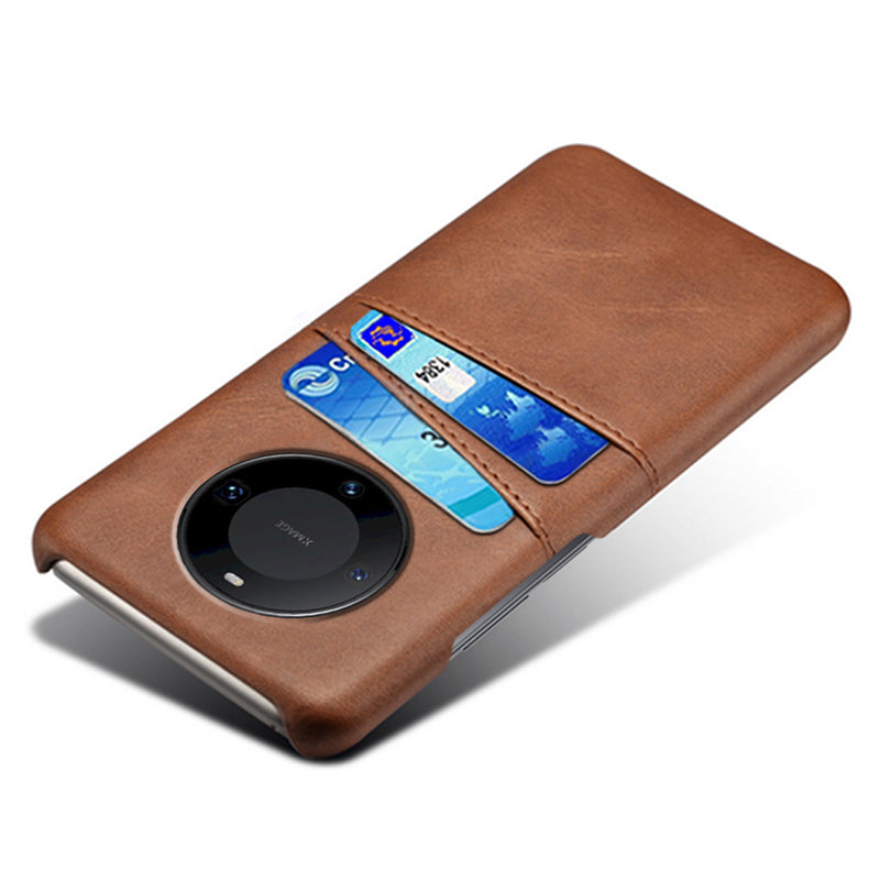 For Huawei Mate 60 Pro Drop Protection Cover Dual Card Slots PU Leather Coated PC Phone Case