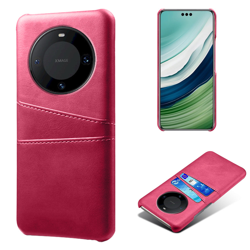 For Huawei Mate 60 Pro Drop Protection Cover Dual Card Slots PU Leather Coated PC Phone Case