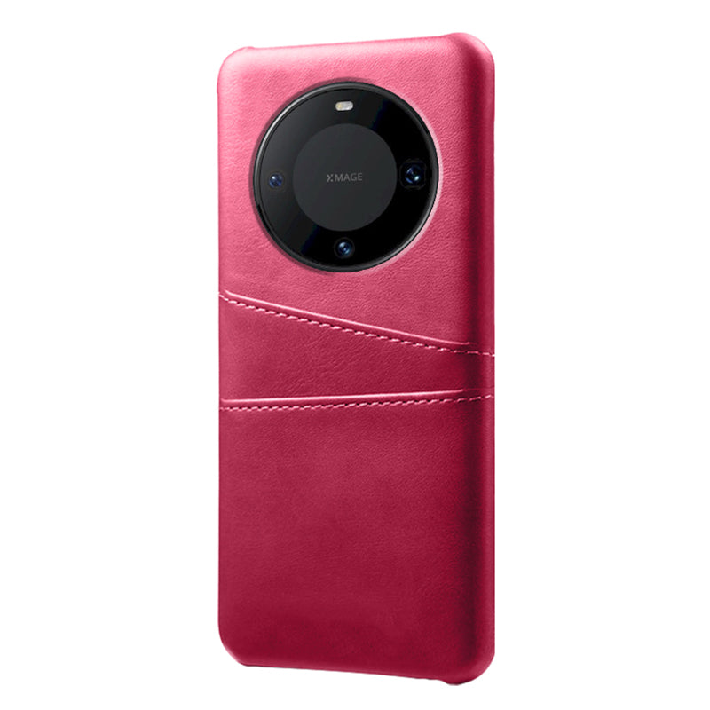 For Huawei Mate 60 Pro Drop Protection Cover Dual Card Slots PU Leather Coated PC Phone Case