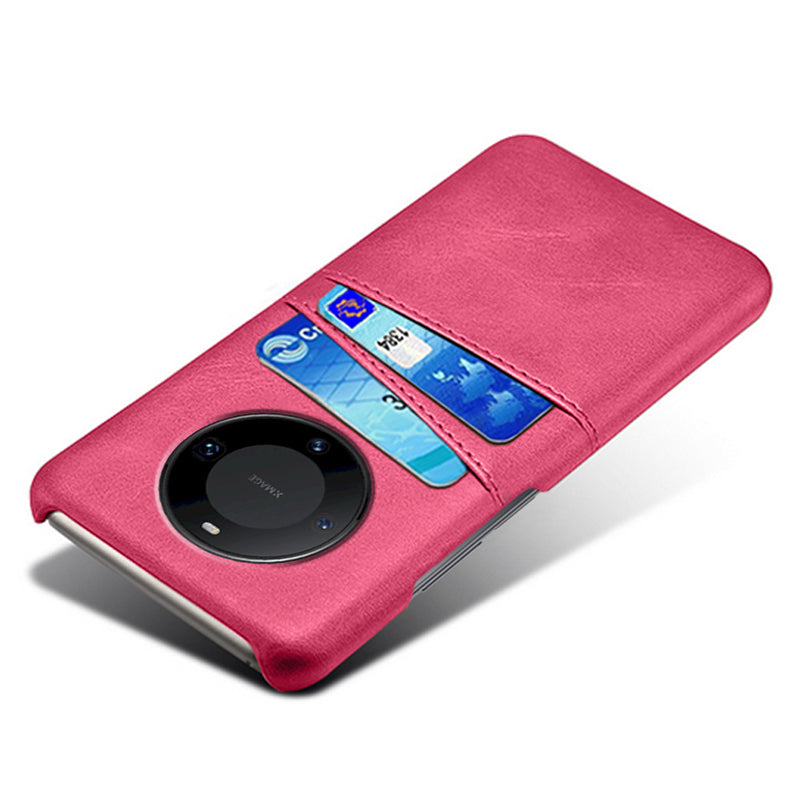 For Huawei Mate 60 Pro Drop Protection Cover Dual Card Slots PU Leather Coated PC Phone Case