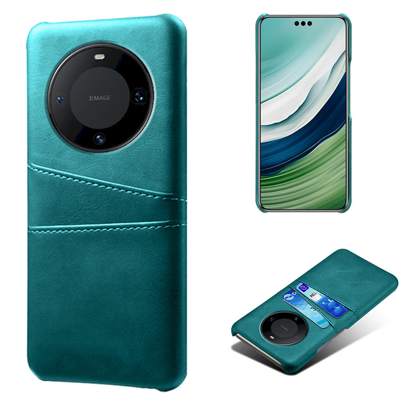 For Huawei Mate 60 Pro Drop Protection Cover Dual Card Slots PU Leather Coated PC Phone Case