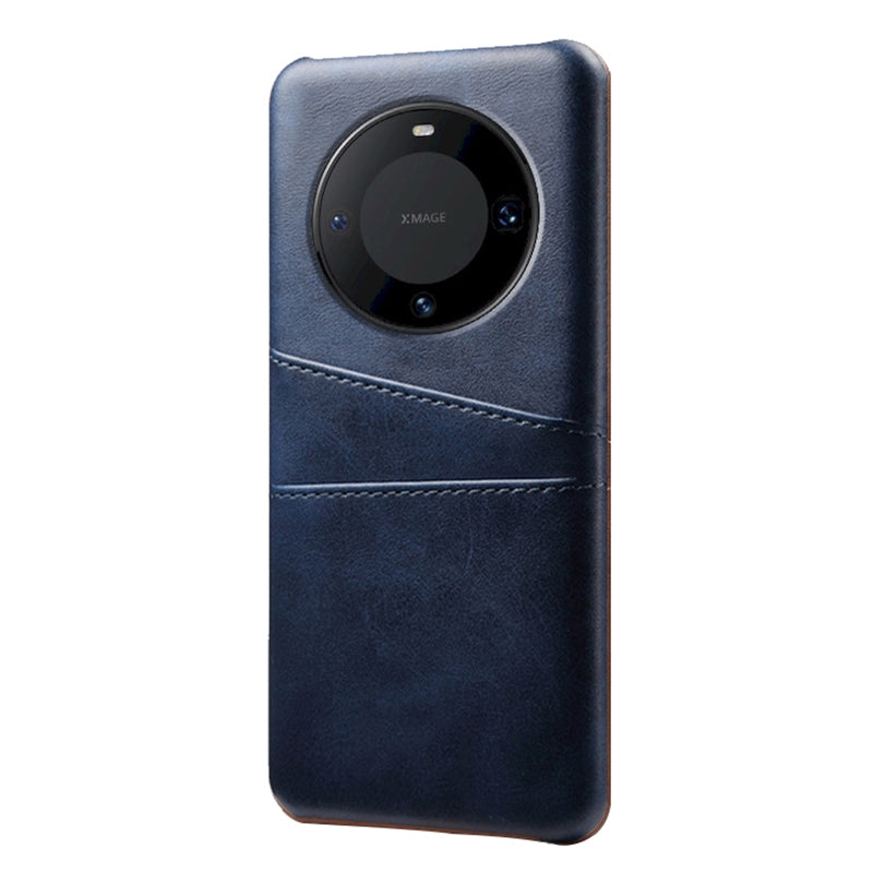 For Huawei Mate 60 Pro Drop Protection Cover Dual Card Slots PU Leather Coated PC Phone Case