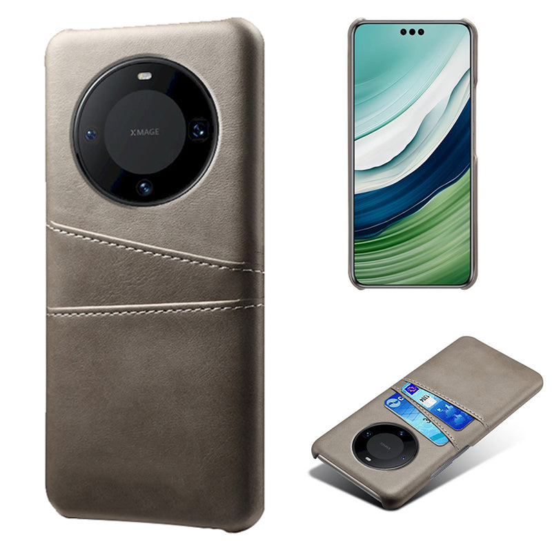 For Huawei Mate 60 Pro Drop Protection Cover Dual Card Slots PU Leather Coated PC Phone Case