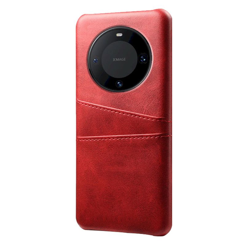 For Huawei Mate 60 Pro Drop Protection Cover Dual Card Slots PU Leather Coated PC Phone Case