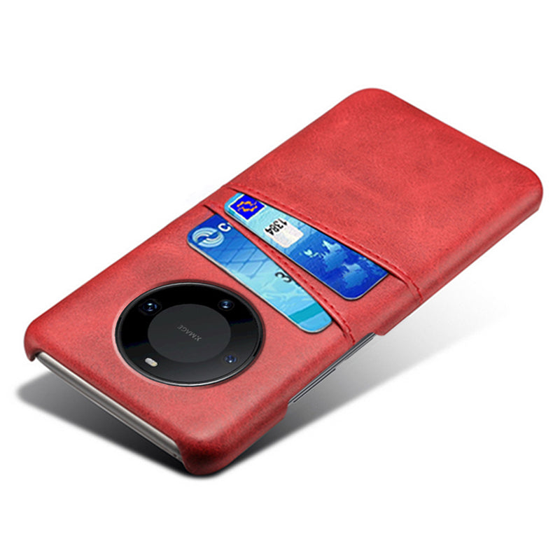 For Huawei Mate 60 Pro Drop Protection Cover Dual Card Slots PU Leather Coated PC Phone Case