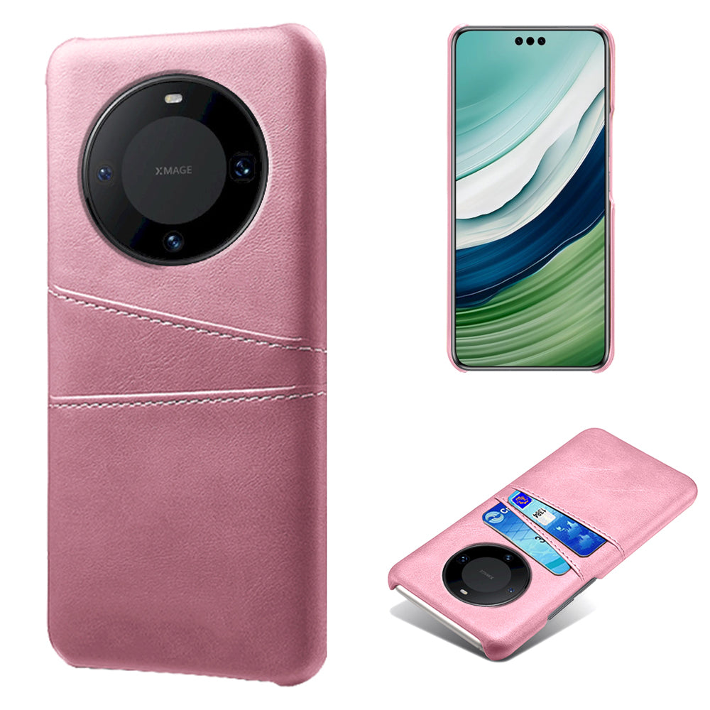 For Huawei Mate 60 Pro Drop Protection Cover Dual Card Slots PU Leather Coated PC Phone Case