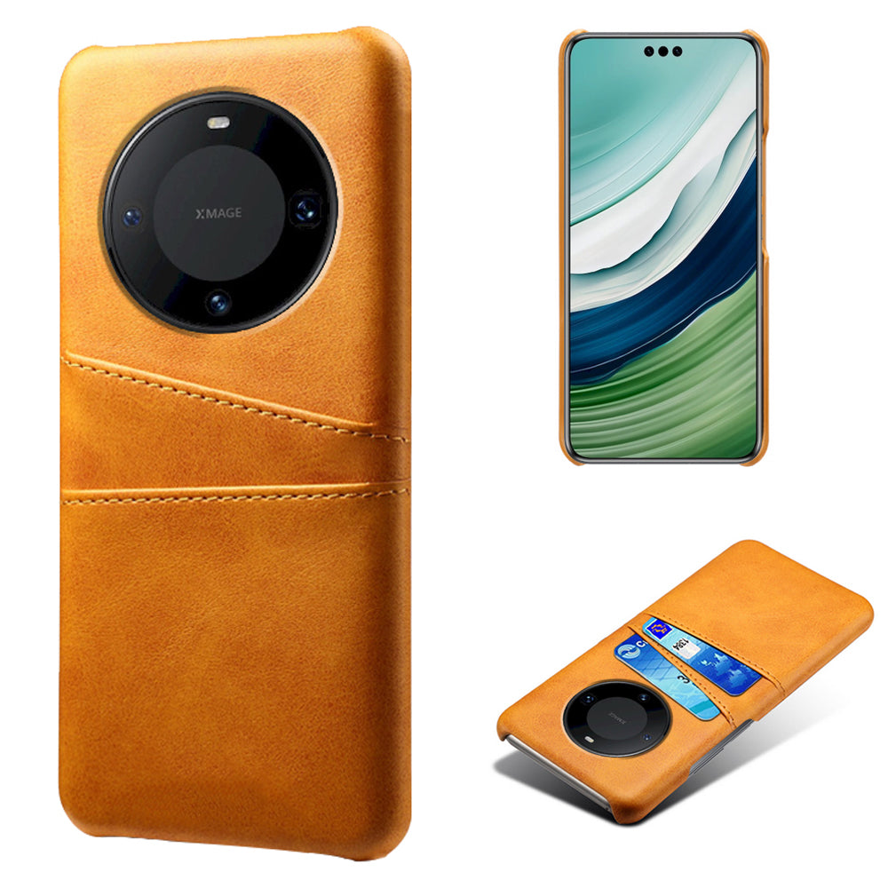 For Huawei Mate 60 Pro Drop Protection Cover Dual Card Slots PU Leather Coated PC Phone Case