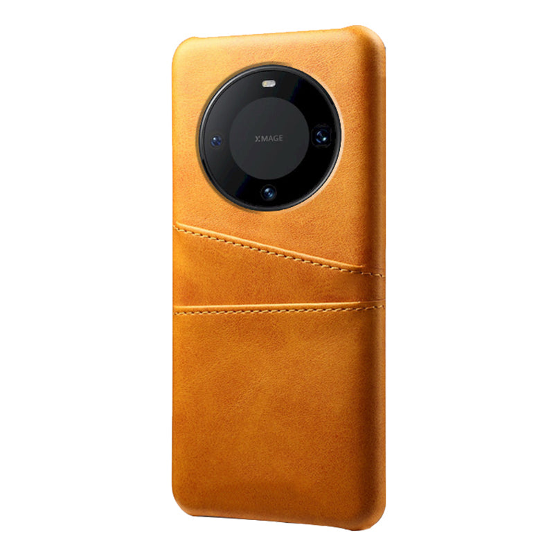 For Huawei Mate 60 Pro Drop Protection Cover Dual Card Slots PU Leather Coated PC Phone Case