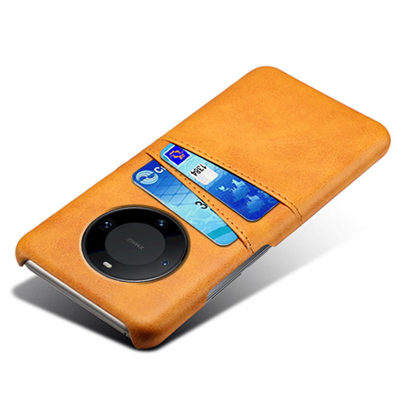 For Huawei Mate 60 Pro Drop Protection Cover Dual Card Slots PU Leather Coated PC Phone Case