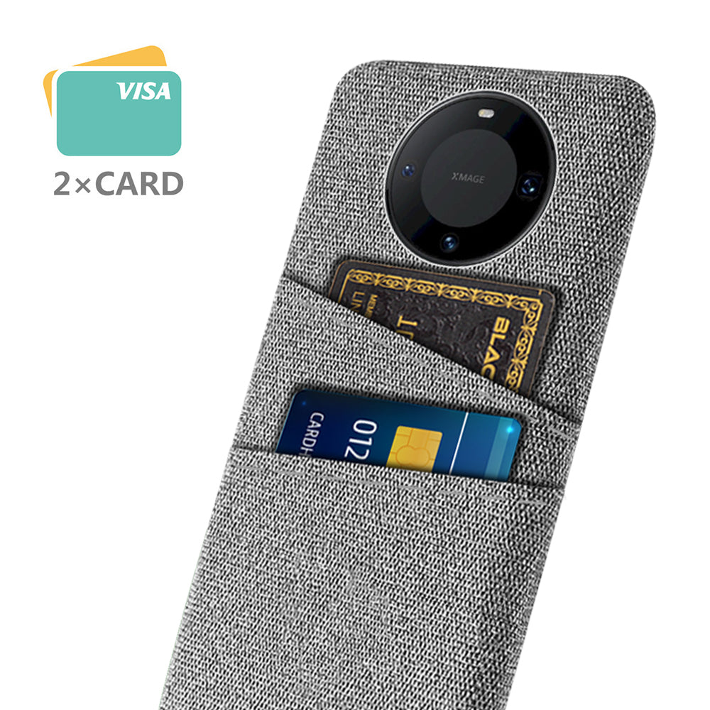 For Huawei Mate 60 Pro Hard PC Coated Cloth Phone Case Shockproof Cover with Dual Card Holder