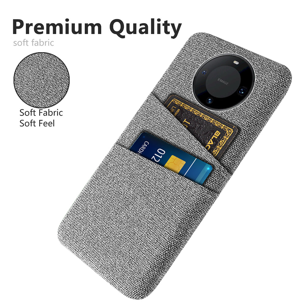 For Huawei Mate 60 Pro Hard PC Coated Cloth Phone Case Shockproof Cover with Dual Card Holder