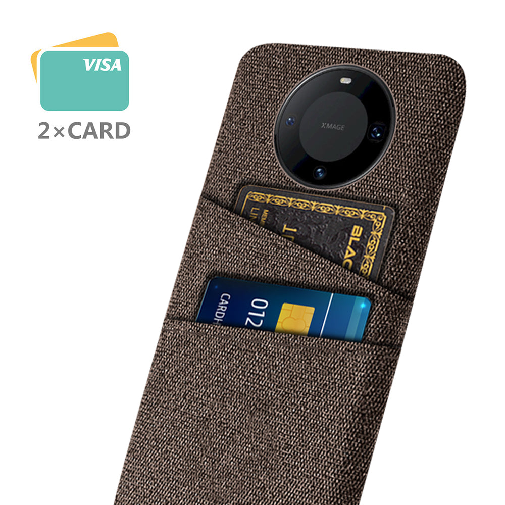 For Huawei Mate 60 Pro Hard PC Coated Cloth Phone Case Shockproof Cover with Dual Card Holder