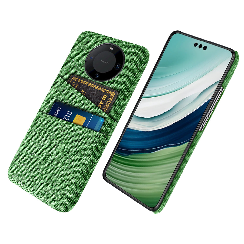 For Huawei Mate 60 Pro Hard PC Coated Cloth Phone Case Shockproof Cover with Dual Card Holder