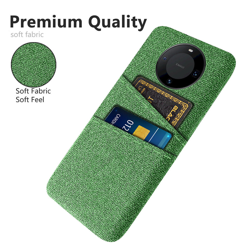 For Huawei Mate 60 Pro Hard PC Coated Cloth Phone Case Shockproof Cover with Dual Card Holder