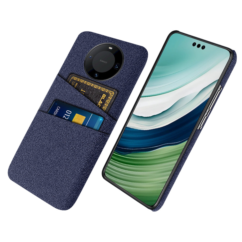 For Huawei Mate 60 Pro Hard PC Coated Cloth Phone Case Shockproof Cover with Dual Card Holder