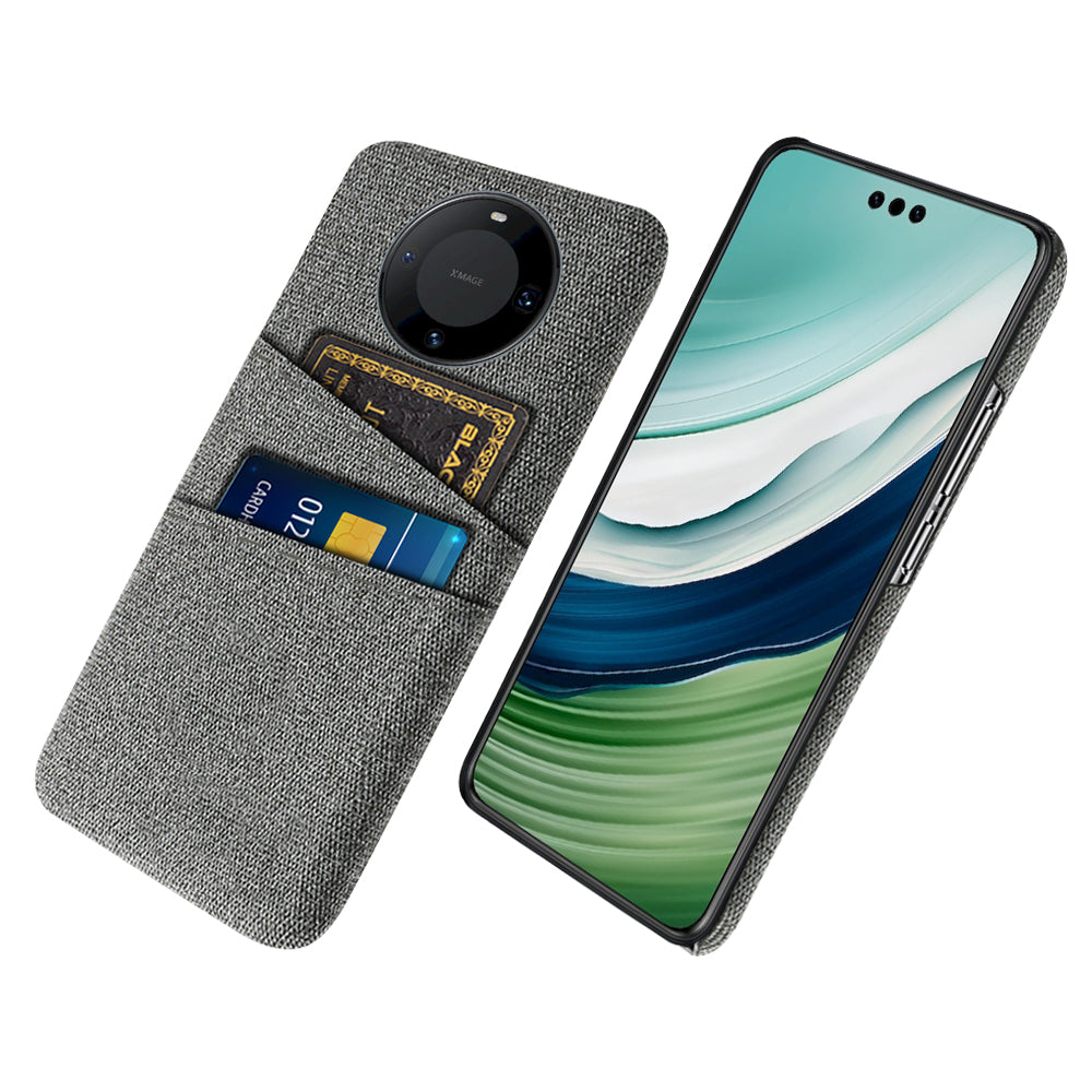 For Huawei Mate 60 Pro Hard PC Coated Cloth Phone Case Shockproof Cover with Dual Card Holder