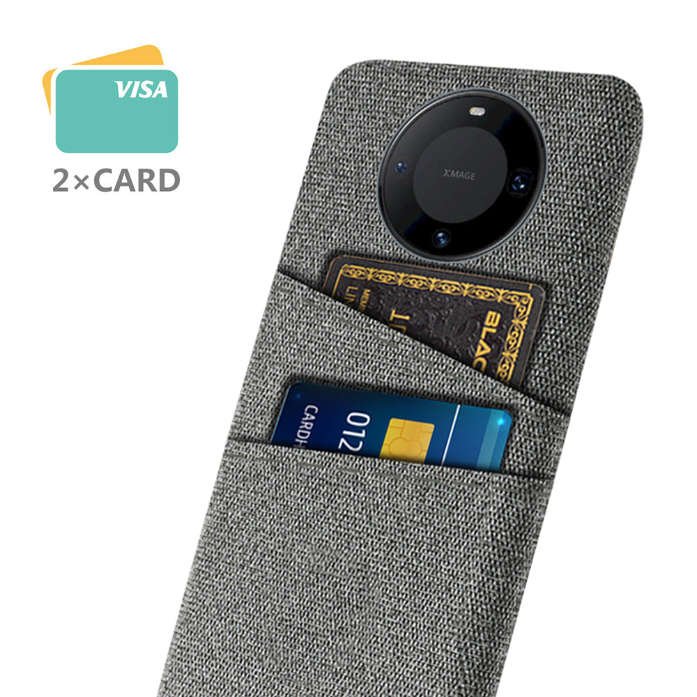 For Huawei Mate 60 Pro Hard PC Coated Cloth Phone Case Shockproof Cover with Dual Card Holder