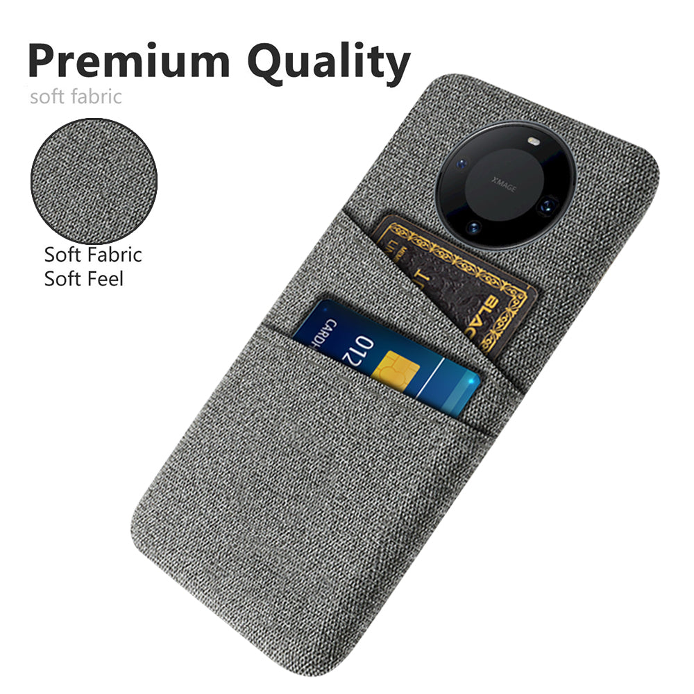 For Huawei Mate 60 Pro Hard PC Coated Cloth Phone Case Shockproof Cover with Dual Card Holder