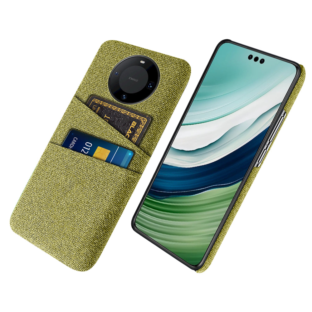 For Huawei Mate 60 Pro Hard PC Coated Cloth Phone Case Shockproof Cover with Dual Card Holder