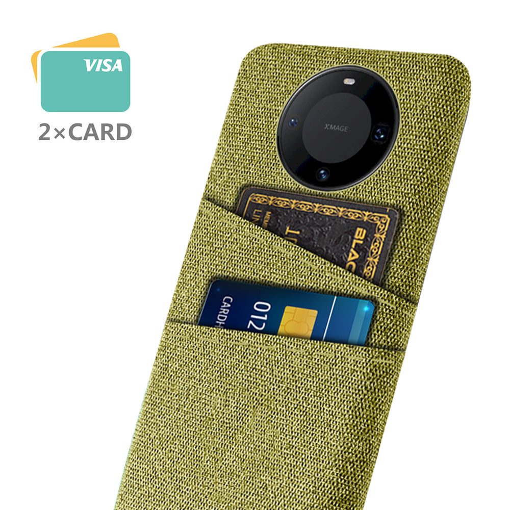 For Huawei Mate 60 Pro Hard PC Coated Cloth Phone Case Shockproof Cover with Dual Card Holder