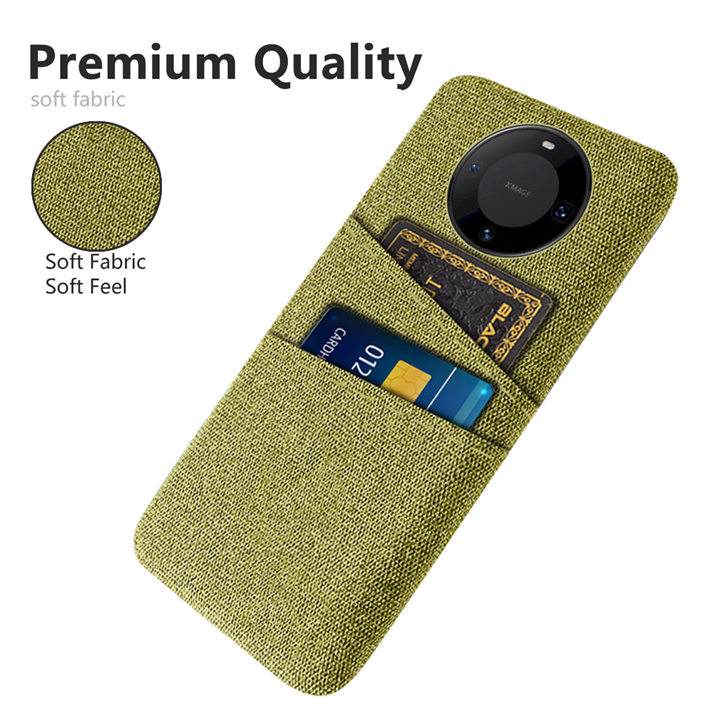For Huawei Mate 60 Pro Hard PC Coated Cloth Phone Case Shockproof Cover with Dual Card Holder