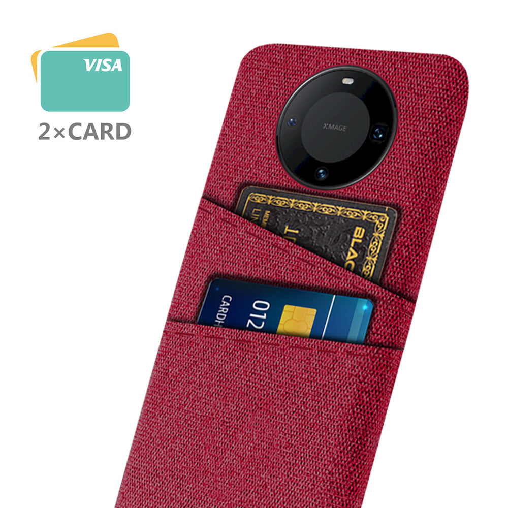 For Huawei Mate 60 Pro Hard PC Coated Cloth Phone Case Shockproof Cover with Dual Card Holder