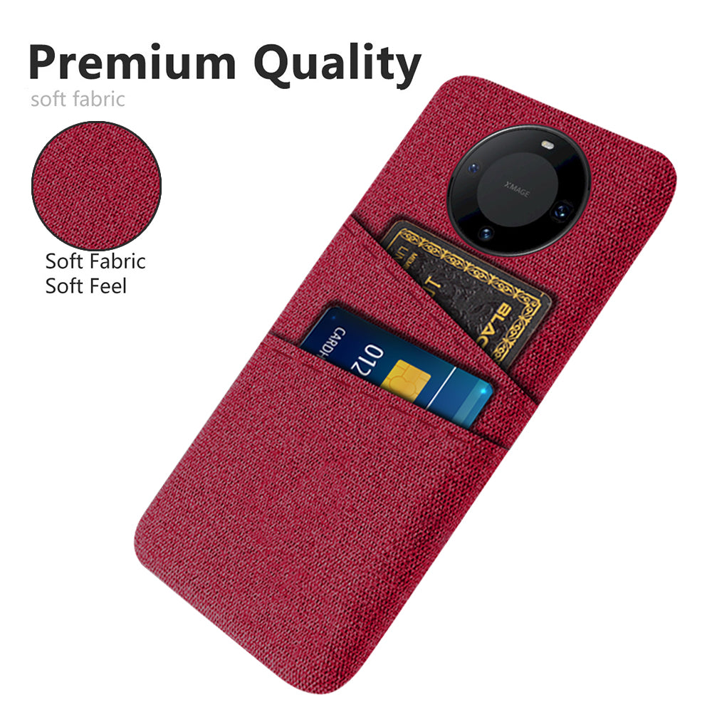 For Huawei Mate 60 Pro Hard PC Coated Cloth Phone Case Shockproof Cover with Dual Card Holder