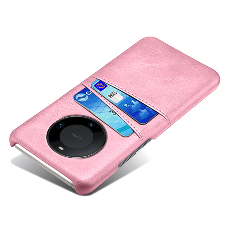 For Huawei Mate 60 PU Leather Coated PC Phone Case Smartphone Cover with Dual Card Slots