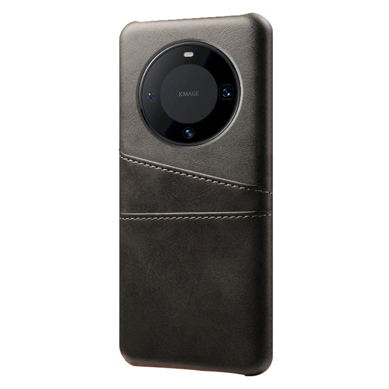 For Huawei Mate 60 PU Leather Coated PC Phone Case Smartphone Cover with Dual Card Slots