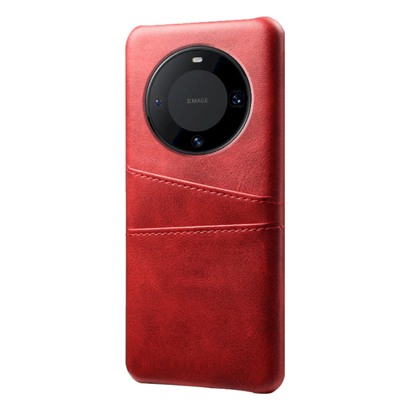 For Huawei Mate 60 PU Leather Coated PC Phone Case Smartphone Cover with Dual Card Slots